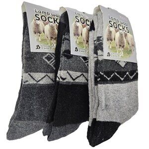 Men's Lamb Wool Socks, Thermal Warm Winter Boot Crew Socks 3-Pairs, NEW